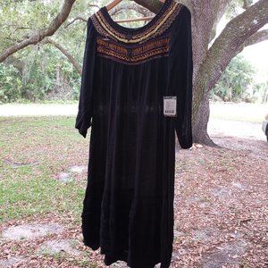 Free People black dress with beads, charms, sequins and embroidery